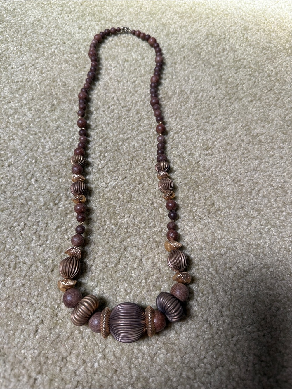 Brown Beaded Statement Necklace